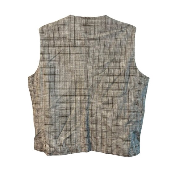 Murano Mens XL Plaid Gray Brown Button Front Vest Pockets Lined NWT - Picture 2 of 5